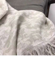 100% Linen Patterned Throw Blanket Bed Spread